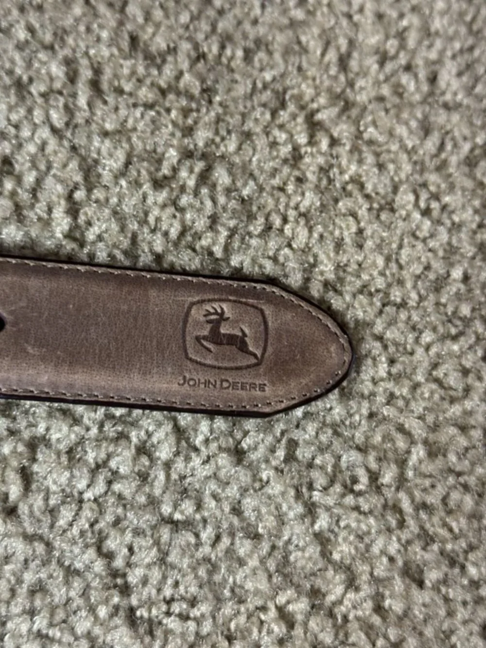JOHN DEERE Youth Size 28 Belt With 3 Inlaid Tractors In Crazyhorse Tan Color